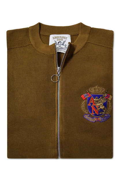 8G Wool Rib Knit Zip Short Cardigan