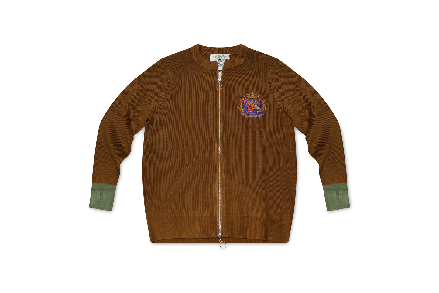 8G Wool Rib Knit Zip Short Cardigan
