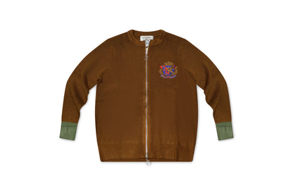 8G Wool Rib Knit Zip Short Cardigan