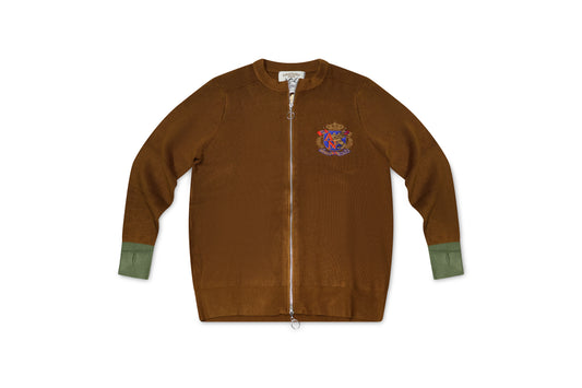 8G Wool Rib Knit Zip Short Cardigan